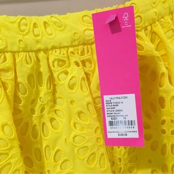 Lilly Pulitzer Leah bubble mini skirt eyelet embroidered yellow size 10 90s Y2k - Picture 9 of 9